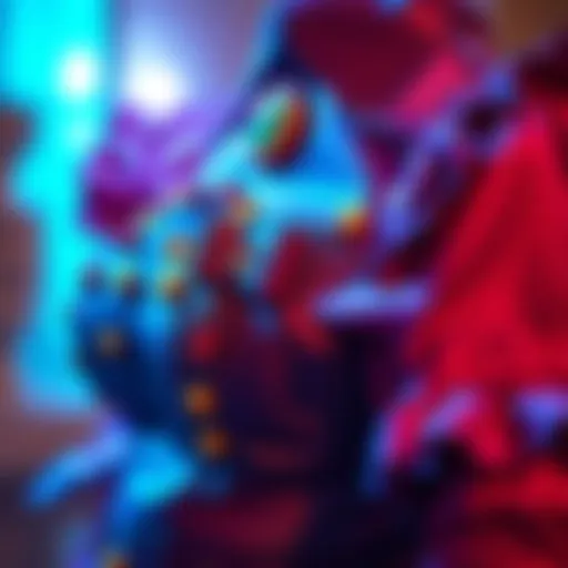 Close-up of a handmade Chloe cosplay top with colorful details