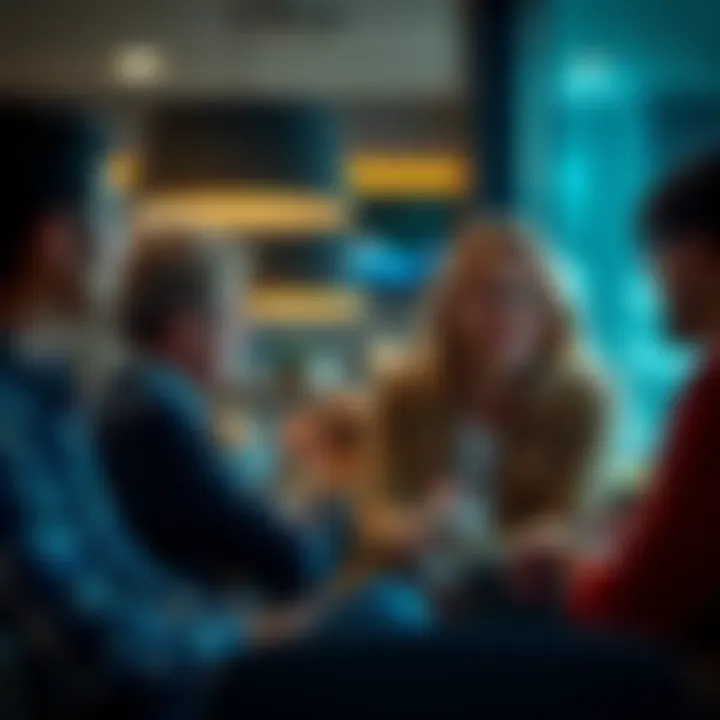 A group of people discussing communication issues after one person is replaced in a friendship