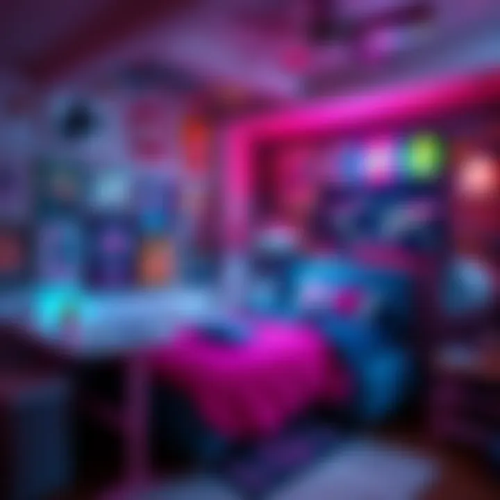 Colorful posters on the walls of Chloe's video game room