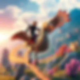 A character riding a chocobo through a vibrant game landscape in Final Fantasy 7 Rebirth