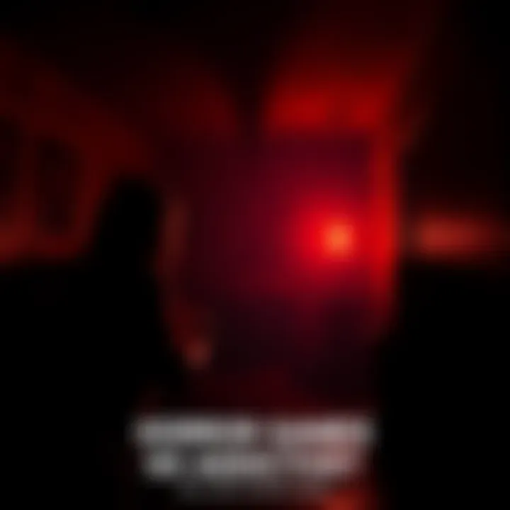 A player making a decision in a dark, spooky room filled with shadows and eerie sounds, showcasing the tension of choice in a horror game.