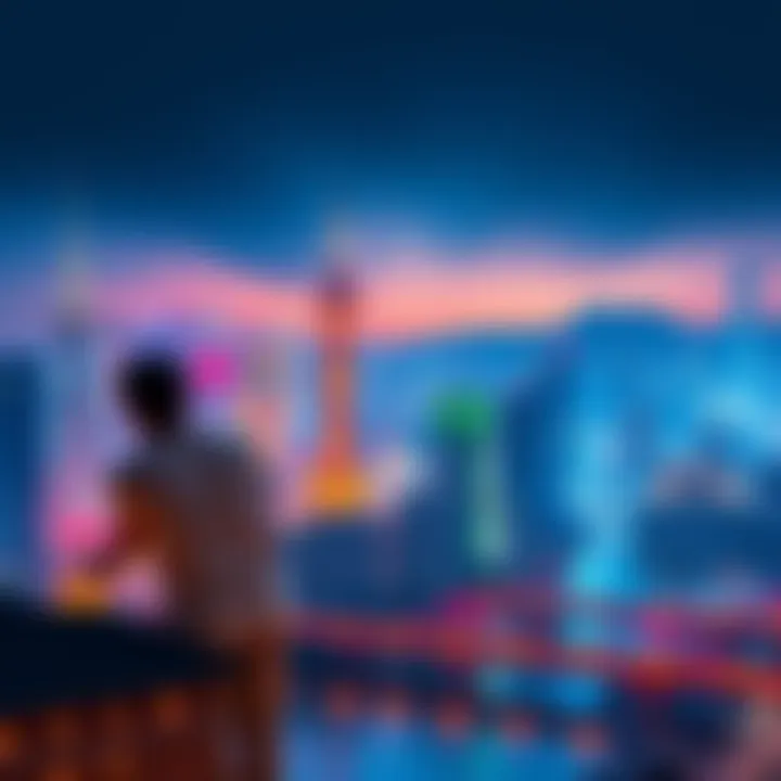 Chongqing Cityscape A view of Chongqing skyline with buildings and the Yangtze River in the foreground, highlighting the city's vibrant atmosphere