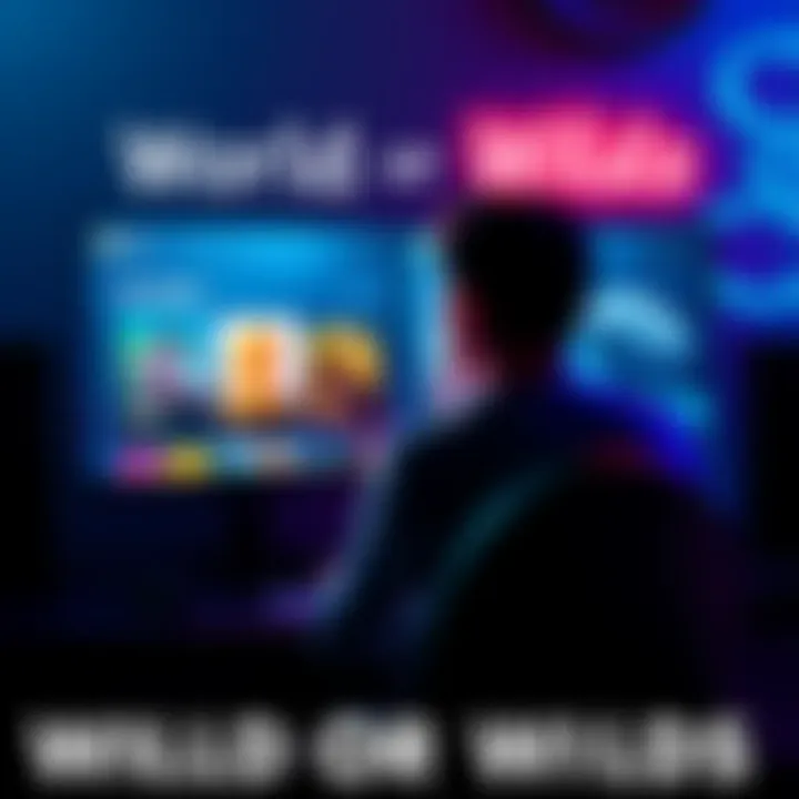 A person sitting in front of a computer screen displaying game options for World and Wilds on sale, looking thoughtful