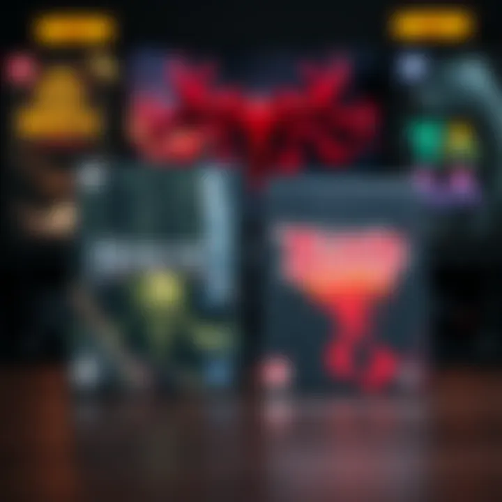 A comparison of Heretic + Hexen and Blood game covers on a table, showing the two popular titles side by side with gameplay visuals in the background.