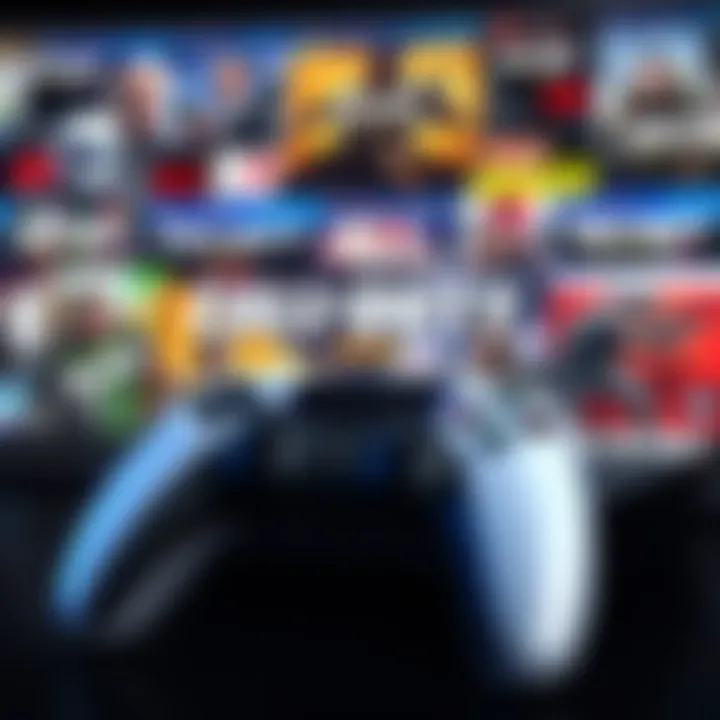 A collage of different Call of Duty game covers on a gaming console with a controller.