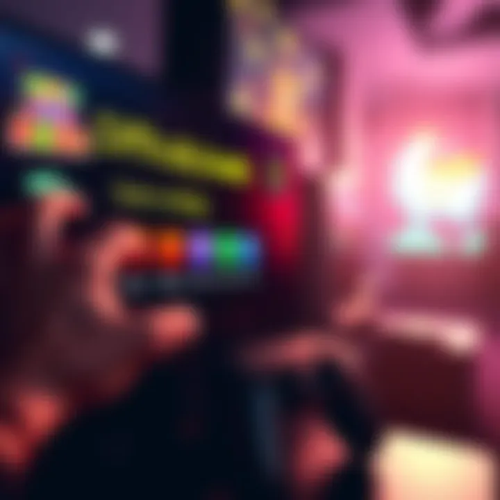 Choosing Game Difficulty A gamer selects a difficulty level on a screen with colorful graphics and options for easy, medium, and hard settings.