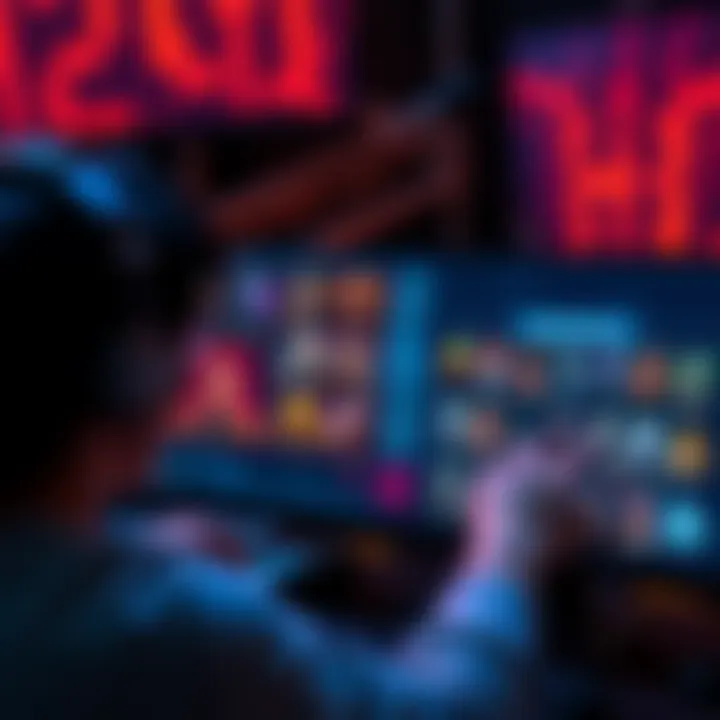 A player analyzing hero selections on a computer screen, focusing on character types for a game. A collection of various hero icons displayed.