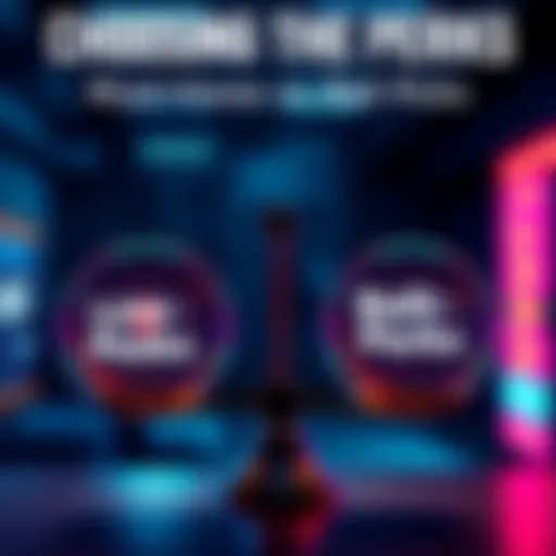 A person weighing options with two scales, one side showing essential perks and the other side showing low-quality perks.