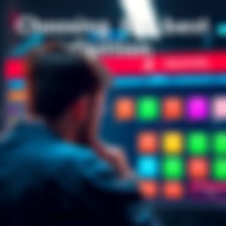 A person contemplating over different choices after 100 days of logging in, showing a selection of colorful boxes representing available options.