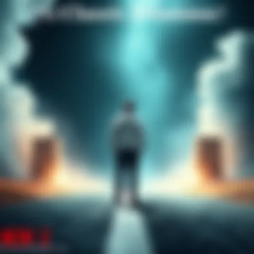 A person standing at a crossroads, contemplating between two paths symbolizing choices.