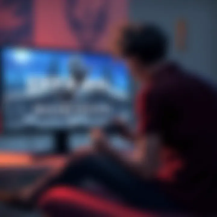 A gamer sitting with a controller, looking at two game posters for FF7 Remake and Horizon, deep in thought.