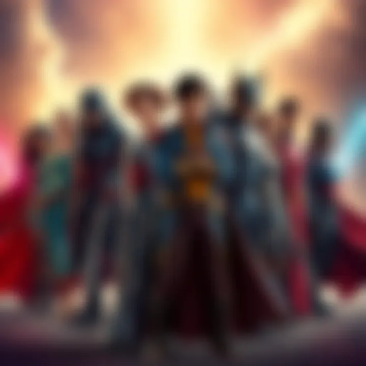 A group of diverse heroes standing together, showcasing different abilities and styles, representing various choices for selection.