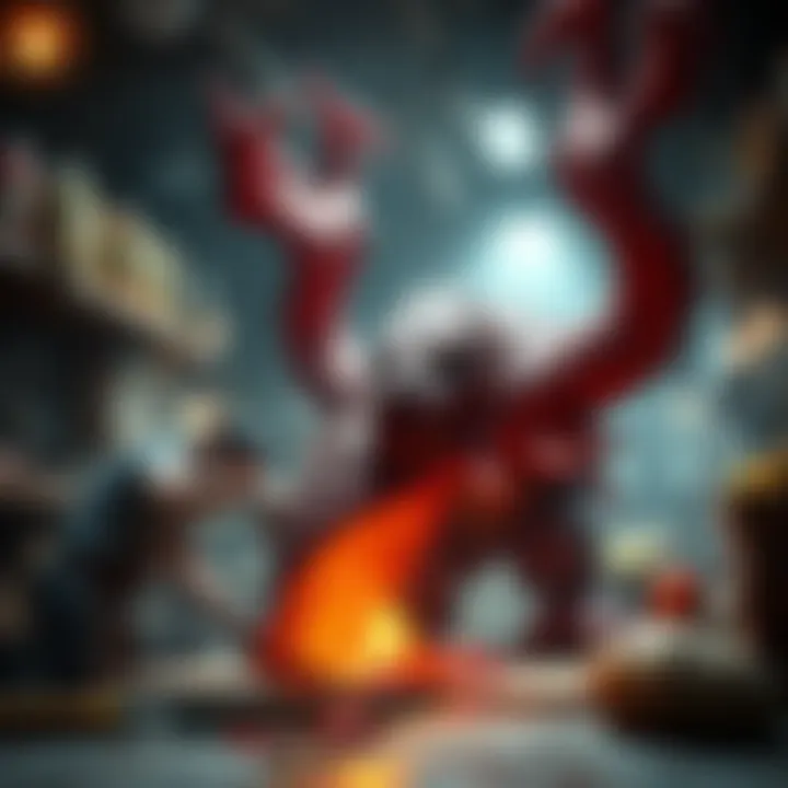 Chopping Giant Creatures in a Butcher Shop A butcher shop scene with a player chopping giant fantasy creatures using oversized tools.