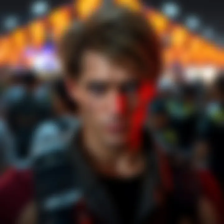 A detailed view of a person dressed as Chris Redfield from Resident Evil 5 at the SANA event in Fortaleza, Brazil, showcasing the cosplay's accurate design and accessories.