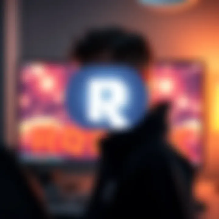 Crime journalist Chris Hansen stands in front of a computer displaying the Roblox logo, addressing child safety concerns in gaming.