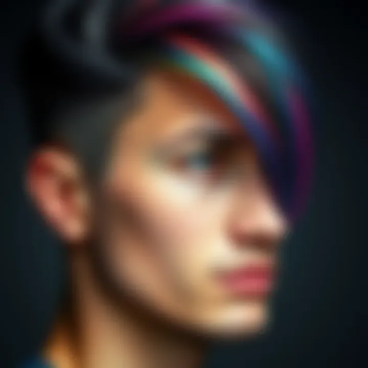 A close-up of Chris showcasing his stylish hair, highlighting its texture and color