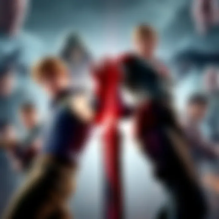 Chris and Leon face off Chris and Leon stand ready to battle, showcasing their distinct fighting styles and determination, surrounded by images of their iconic foes, including Wesker.