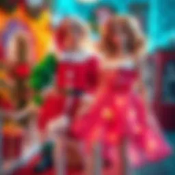 A variety of fun Christmas outfits including an Elf costume and a Barbie-inspired dress, perfect for holiday festivities