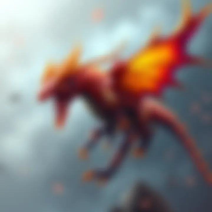 A rough sketch of Chroma Heirloom, a dragon character with vibrant colors and intricate details, inviting community feedback.