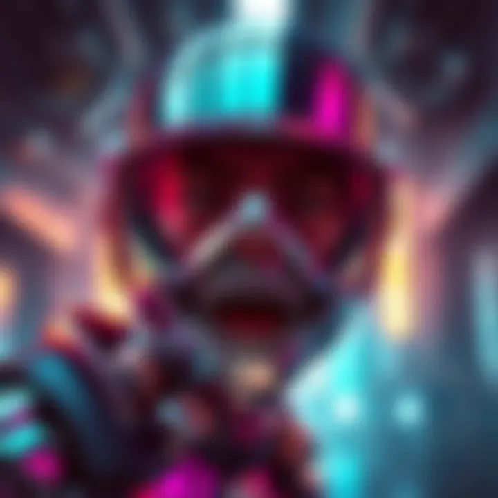 A character with chrome jaws showcasing a mix of style and functionality in a futuristic setting