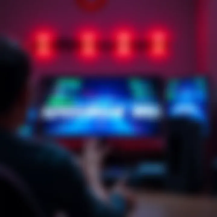 A gamer excitedly activating speedrun mode in a video game setup with a console and screen displaying Chronological game graphics.