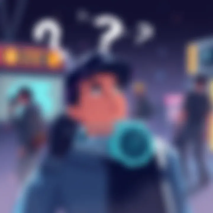 Chronologs Acquisition Concept Illustration showing a player contemplating chronologs acquisition options outside the season pass system with a question mark above their head.