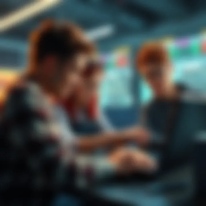 Group of Chucky buffs analyzing data on laptops for gameplay improvements