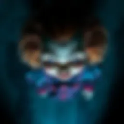 Chucky seen from above in a creepy setting, highlighting his unique perspective.