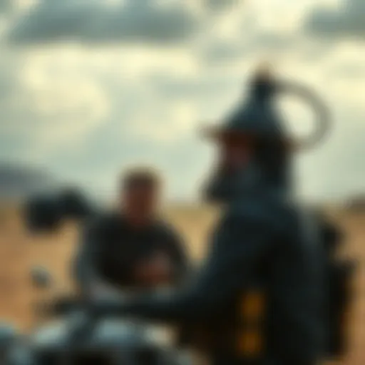 Chumbucket displaying worry as he discusses fuel tanks with Max in a desolate wasteland setting