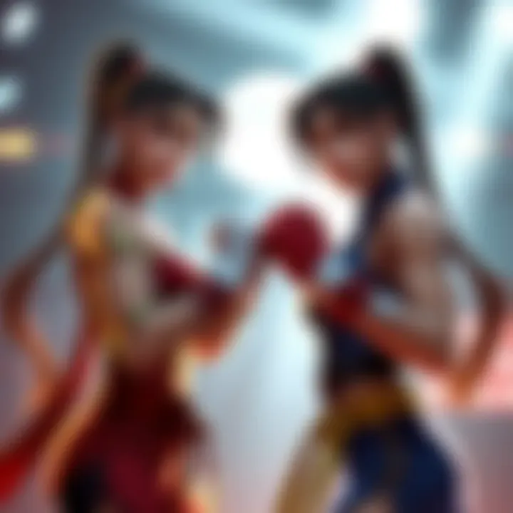 Chun Li and Cammy stand face to face, each in fighting stance, showcasing their unique looks and styles.