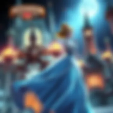 A creative blend of Cinderella in various styles interacting with elements from BioShock Infinite, showcasing a unique ending
