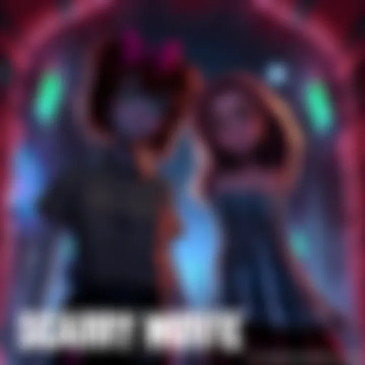 Cindy and Brenda characters from Scary Movie in a horror-themed setting, featuring spooky elements