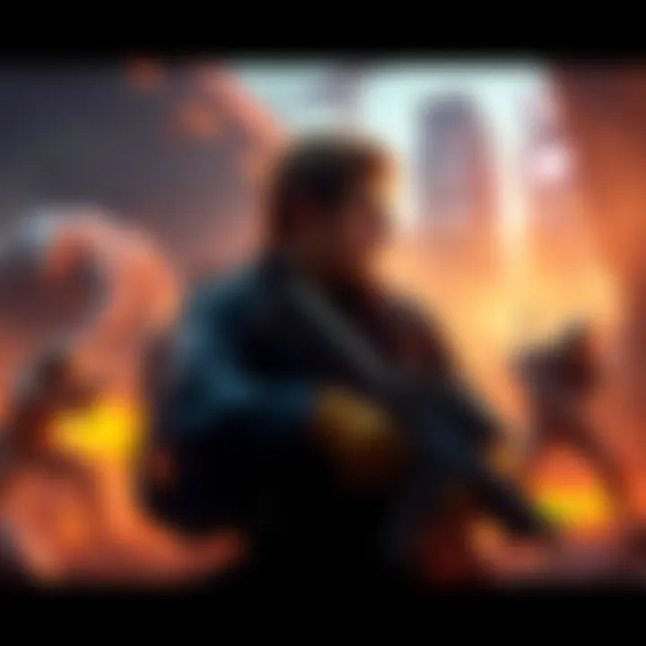 Cinematic Game Cutscene A vibrant and detailed cutscene from a game showing intense action and emotional characters in a beautifully rendered environment