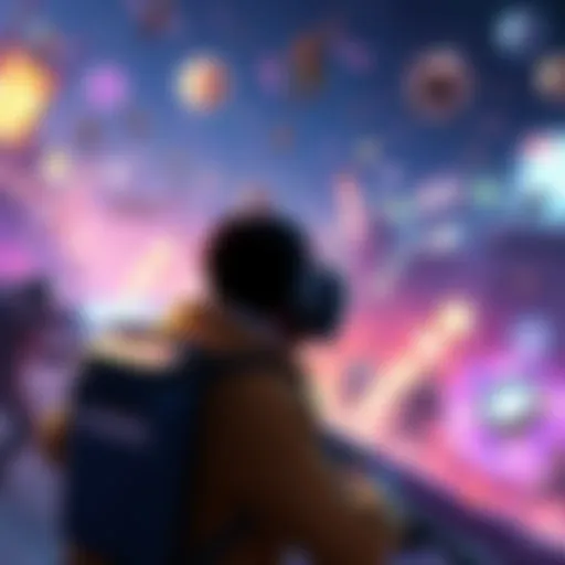 A player immersed in a vibrant game world, surrounded by stunning visuals and action-packed scenes.