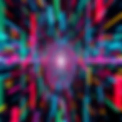 Cinematic Glitch Art A vibrant display of colors and patterns representing the anti-AI project using cinematic glitch techniques with abstract forms