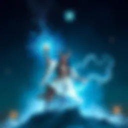 A Circle of Stars druid casting a spell under a starry night sky, surrounded by ethereal lights and celestial symbols.