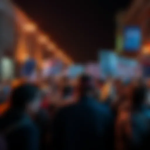 A group of citizens holding signs and chanting to express their opposition to a specific policy