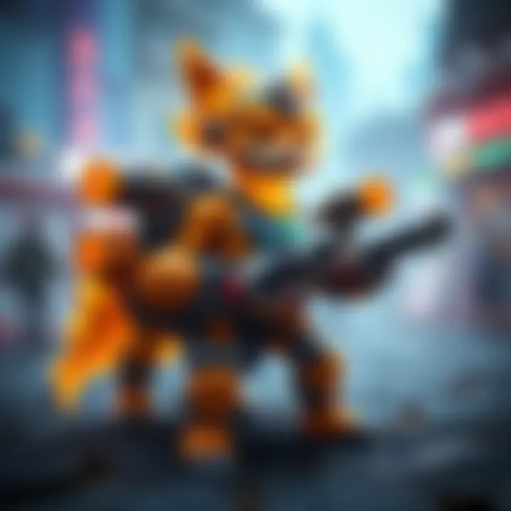Citrine character showcasing the unique tanks on its back in a gaming environment