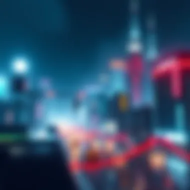 A dark, atmospheric city skyline with neon lights and rain-soaked streets, hinting at neo-noir themes