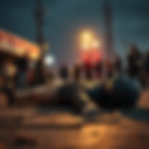 Civilian struck by Reaper A civilian lying on the ground after being struck by a Reaper, with shocked bystanders watching nearby.