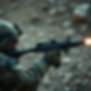 CL-40 Grenade Launcher in Action A soldier aiming the CL-40 grenade launcher during a training exercise, showcasing its design and functionality.