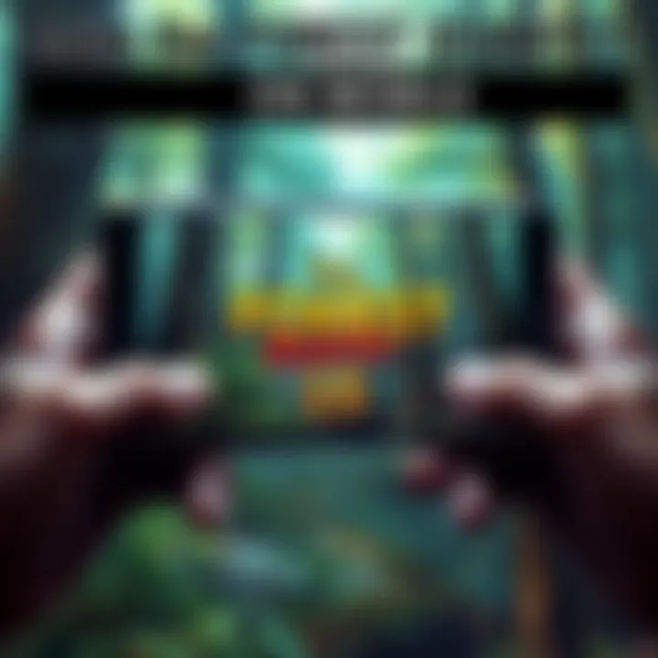 A phone displaying The Forest Quartet game on the screen with forest graphics and characters