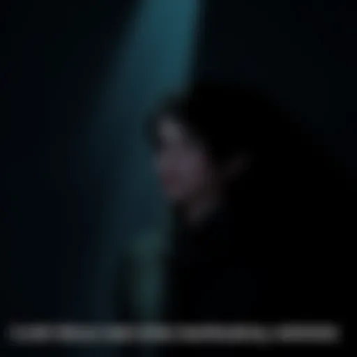 A somber scene depicting a character from Clair Obscur looking contemplative, surrounded by shadows, showing the emotional weight of the story's endings.