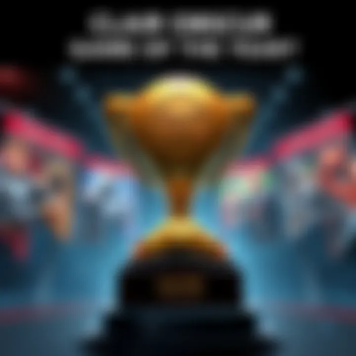 A gaming award trophy representing Clair Obscur's Game of the Year victory, surrounded by game art and player feedback banners.