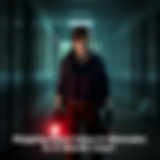 Claire Redfield character standing in a dark, eerie environment holding a flashlight, looking concerned