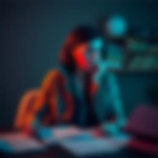 A woman named Claire weighing her choices for revenge, looking thoughtful with plans scattered around her