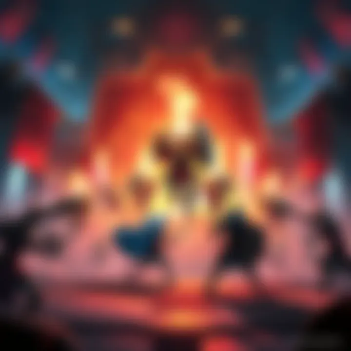 Concept art depicting players engaging in a clan battle in a combat arena for ArcRaiders.