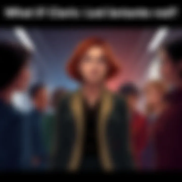 Clarice stands confidently in the center while others look towards her, symbolizing a shift in leadership dynamics