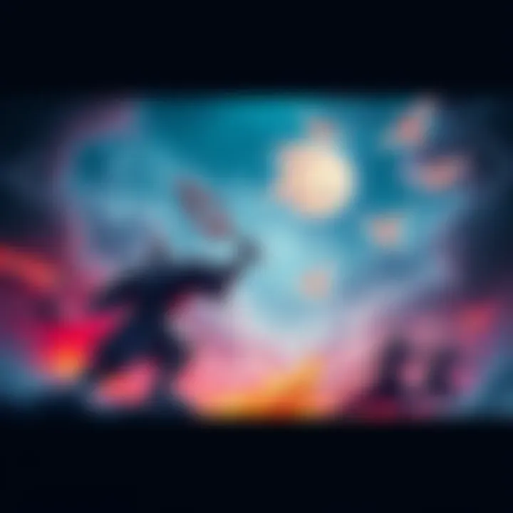 A visual representation of old gods and new forces battling for dominance, with traditional symbols clashing against modern elements.