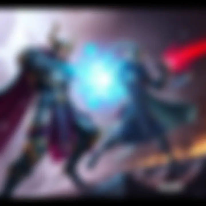 A Titan executing a shoulder charge while a Warlock uses a cross-class ability, showcasing the blend of character powers in a fantasy setting.